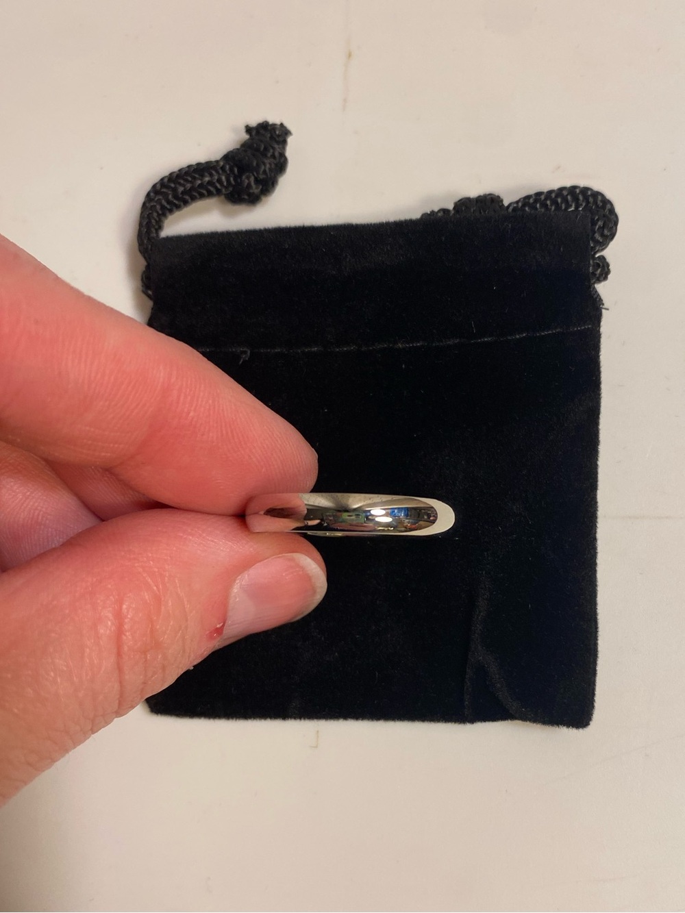 Silver Stainless Steel 4mm Comfort Fit Wedding Band Ring Size 12 with Pouch